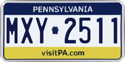PA license plate MXY2511