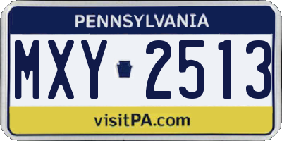 PA license plate MXY2513