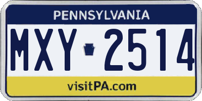 PA license plate MXY2514
