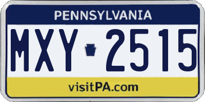 PA license plate MXY2515