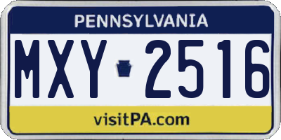 PA license plate MXY2516