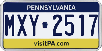 PA license plate MXY2517