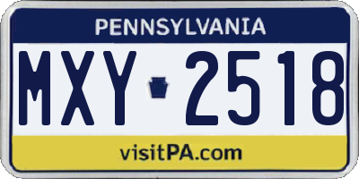 PA license plate MXY2518