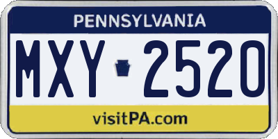 PA license plate MXY2520