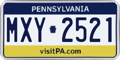 PA license plate MXY2521