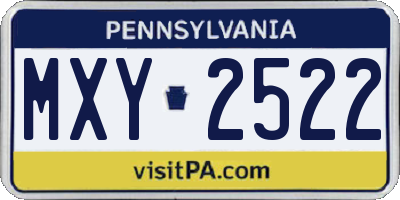 PA license plate MXY2522