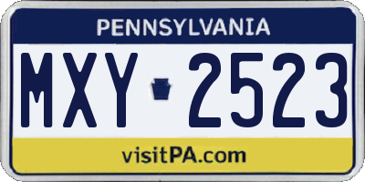 PA license plate MXY2523