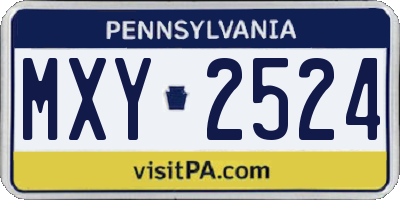PA license plate MXY2524