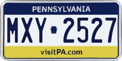PA license plate MXY2527
