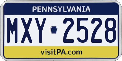 PA license plate MXY2528
