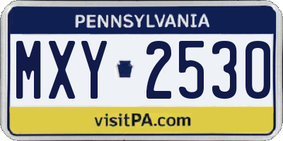 PA license plate MXY2530