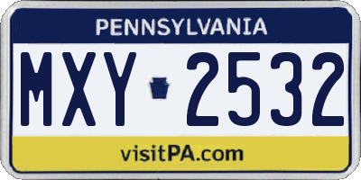 PA license plate MXY2532