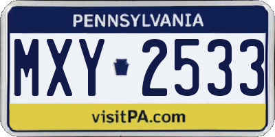 PA license plate MXY2533