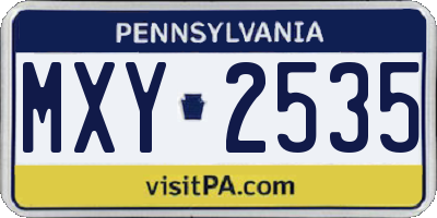 PA license plate MXY2535