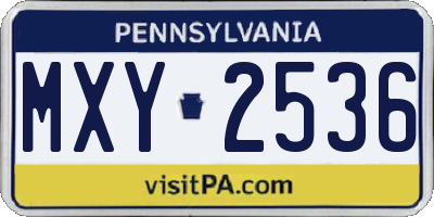 PA license plate MXY2536