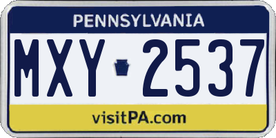 PA license plate MXY2537