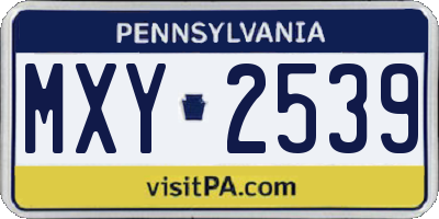 PA license plate MXY2539