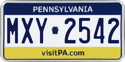 PA license plate MXY2542