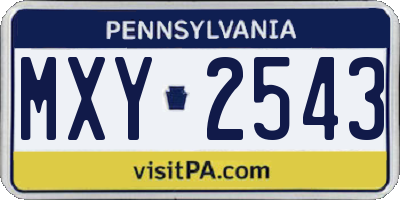 PA license plate MXY2543
