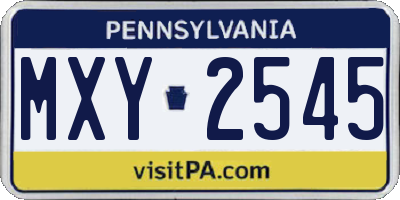 PA license plate MXY2545