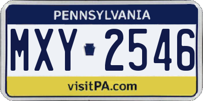PA license plate MXY2546