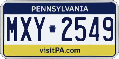 PA license plate MXY2549