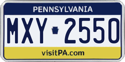 PA license plate MXY2550