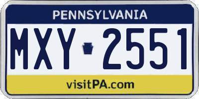 PA license plate MXY2551