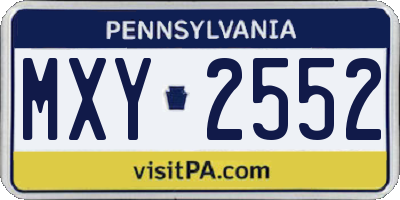 PA license plate MXY2552