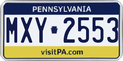 PA license plate MXY2553