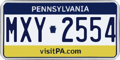 PA license plate MXY2554