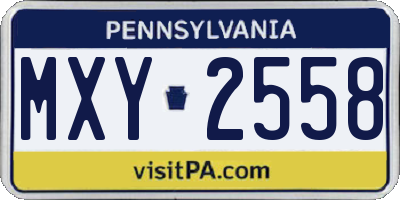 PA license plate MXY2558