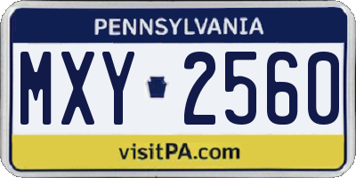 PA license plate MXY2560