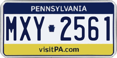 PA license plate MXY2561