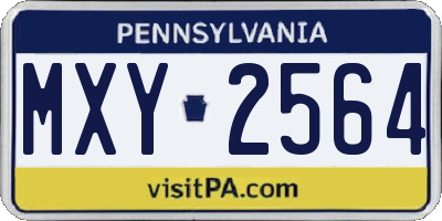 PA license plate MXY2564