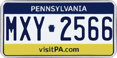 PA license plate MXY2566