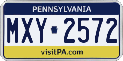 PA license plate MXY2572