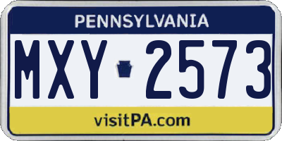 PA license plate MXY2573