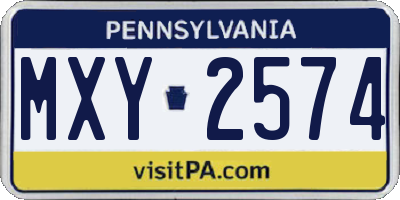 PA license plate MXY2574