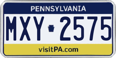 PA license plate MXY2575