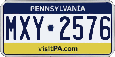 PA license plate MXY2576