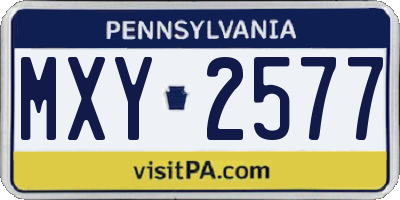 PA license plate MXY2577