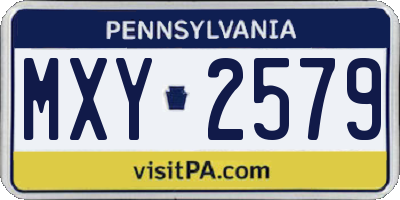PA license plate MXY2579