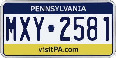 PA license plate MXY2581