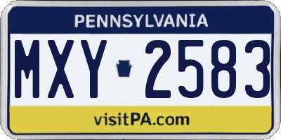 PA license plate MXY2583