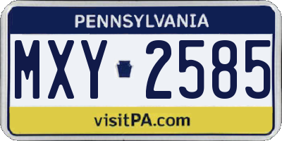 PA license plate MXY2585