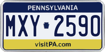 PA license plate MXY2590