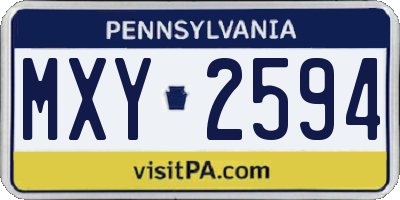 PA license plate MXY2594