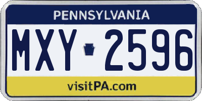 PA license plate MXY2596
