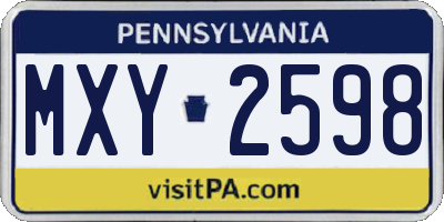 PA license plate MXY2598